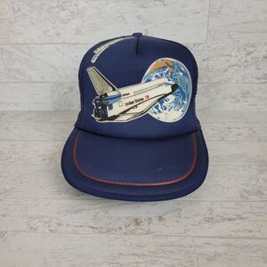 Vintage NASA Kennedy Space Center Hat Blue Foam Snapback Trucker Cap Taiwan 80s